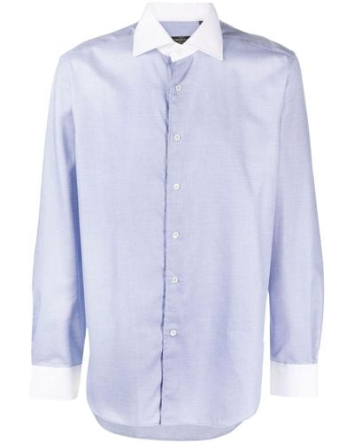 Corneliani Camisa con motivo de micropuntos - Azul