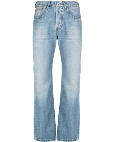 Victoria Beckham Logo-patch Cotton Straight Jeans - Blue