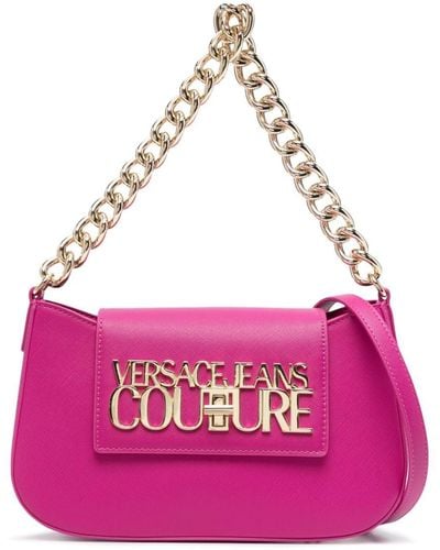 Versace Logo-lettering Faux-leather Tote Bag - Pink