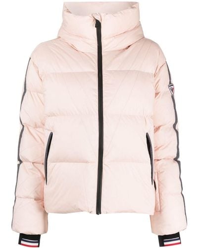 Rossignol Stripe-detail Hooded Puffer Jacket - Pink