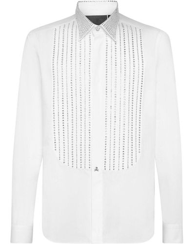 Philipp Plein Crystal-embellished Long-sleeve Shirt - White