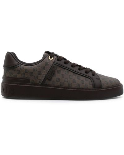 Balmain B-court Monogram-pattern Sneakers - Black