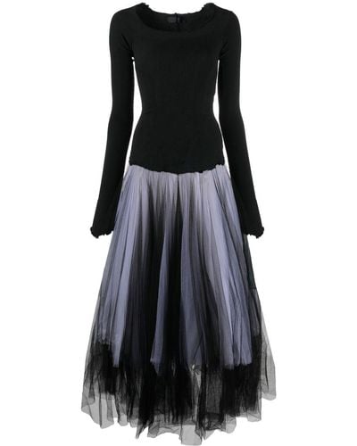 Marc Le Bihan Two-tone Tulle Midi Dress - Black
