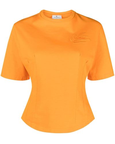 Etro T-shirt con applicazione Pegaso - Arancione