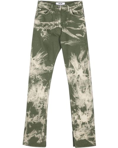 MSGM Logo-embroidered Tapered Jeans - Green
