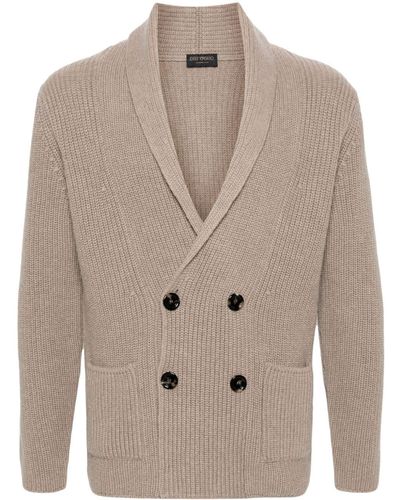 Dell'Oglio Shawl-lapel Double-breasted Wool Blend Cardigan - Natural