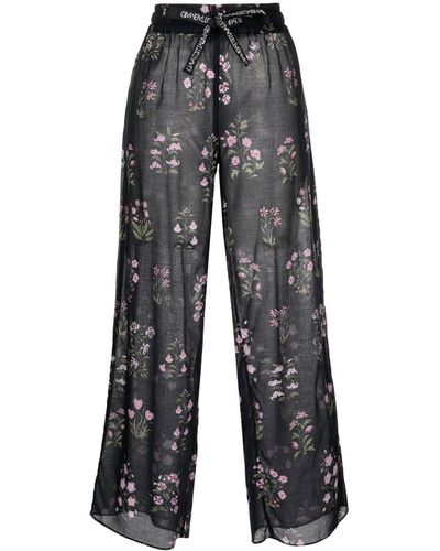 Giambattista Valli Floral Print Cotton Trousers - Grey