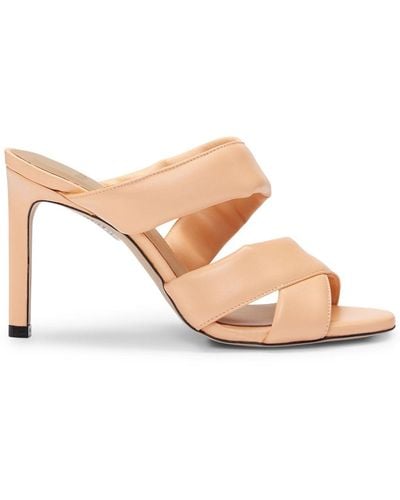 BOSS Open-toe Leather Mules - Pink