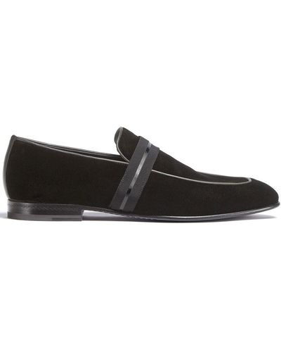 Zegna Mocassins en velours à bout en amande - Noir