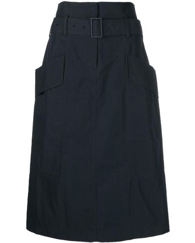 Low Classic Belted-waist A-line Skirt - Blue