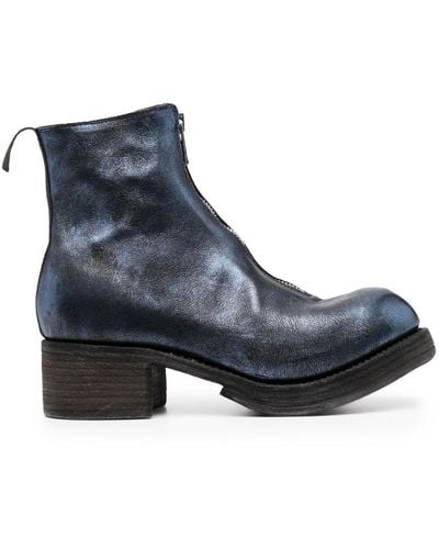 Guidi Metallic-sheen Leather Boots - Blue