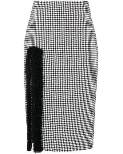 Viktor & Rolf Houndstooth-pattern High-waisted Midi Skirt - Gray