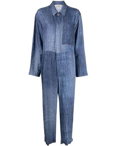 Laneus Ausgewaschener Denim-Jumpsuit - Blau