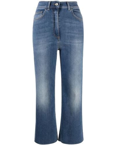 Elisabetta Franchi Cropped High-waisted Jeans - Blue