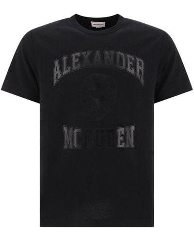 Alexander McQueen T-Shirt mit ausgeblichenem Logo - Schwarz