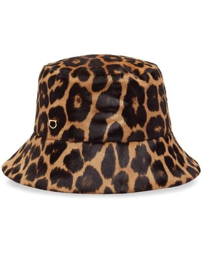 Ferragamo Leopard-print Pony Hair Bucket Hat - Brown