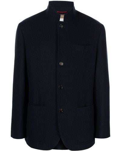 Brunello Cucinelli Stand-collar Cashmere Coat - Blue