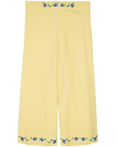 Bode Beaded Chicory Cotton Pants - Yellow