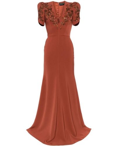 Jenny Packham Serenade Crepe Gown - Red