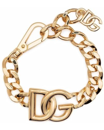 Dolce & Gabbana Bracciale a maglia barbazzale con logo - Metallizzato