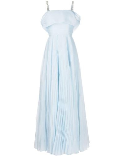 Jenny Packham Crystal-strap Off-shoulder Gown - Blue
