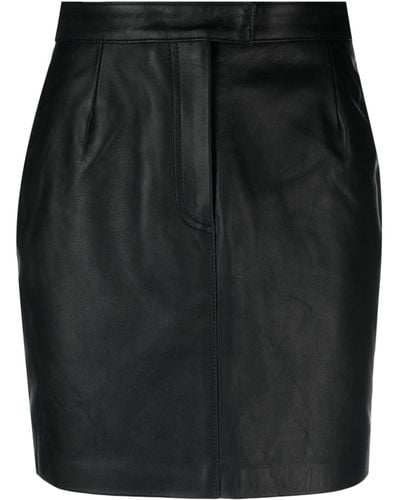 Officine Generale Felicie Lambskin Miniskirt - Black