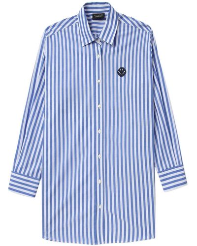 Joshua Sanders Smiley-motif Striped Shirt - Blue