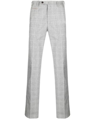 Corneliani Grid-pattern Straight-leg Trousers - Grey