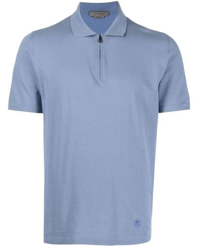 Corneliani Half-zip Fastening Detail Polo Shirt - Blue