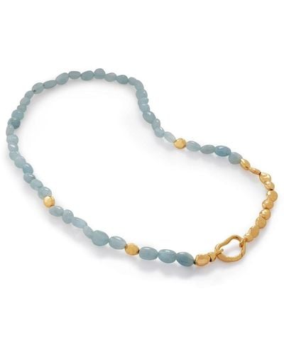 Monica Vinader Rio Aquamarine Beaded Necklace - Metallic