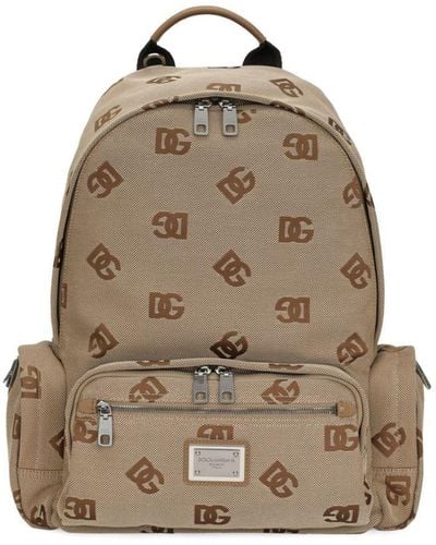 Dolce & Gabbana Logo-print Zipped Backpack - Natural