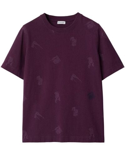 Burberry Equestrian Knight-print Cotton T-shirt - Purple