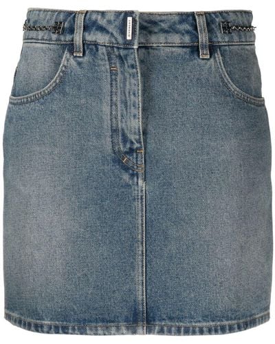 Givenchy Minijupe en jean à détail de chaine - Bleu
