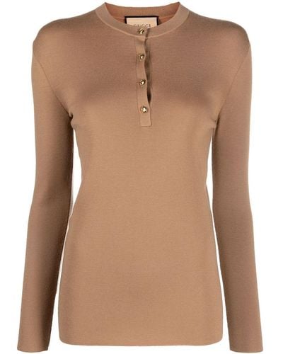 Gucci Cashmere Long-sleeve Top - Brown