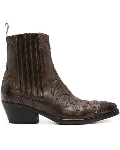 Sartore 45mm Western Leather Ankle Boots - Brown