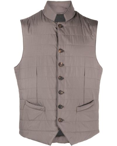 Corneliani Quilted Button-up Gilet - Brown