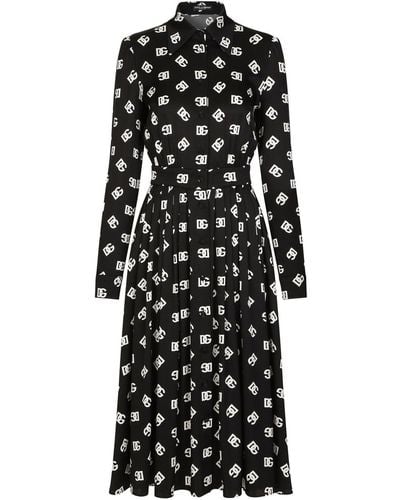 Dolce & Gabbana Midi-jurk Met Logoprint - Zwart