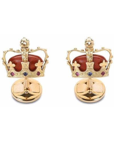 Dolce & Gabbana Gemelos con motivo de corona con detalle de gemas - Metálico