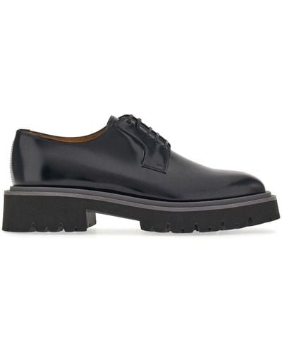 Ferragamo Lace-up Leather Derby Shoes - Black