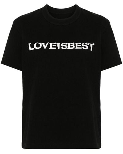 Sacai Slogan-Print T-Shirt - Black