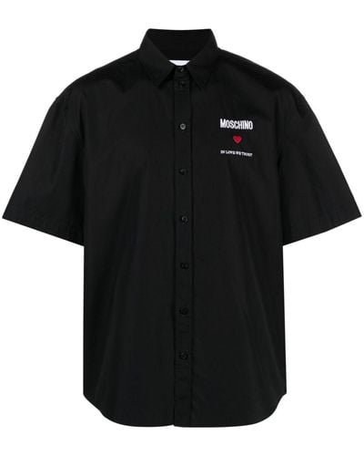Moschino Shirt With Embroidered Slogan - Black