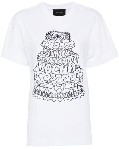 Simone Rocha Cake-print Cotton T-shirt - White