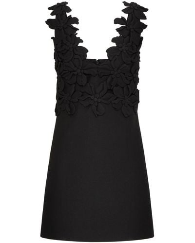 Valentino Garavani Crepe Couture Embroidered Minidress - Black