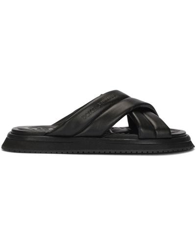 Dolce & Gabbana Crossover-strap Flat Sandals - Black