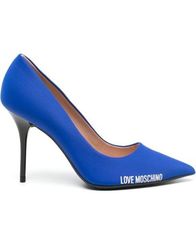 Love Moschino Escarpins à logo imprimé 100 mm - Bleu