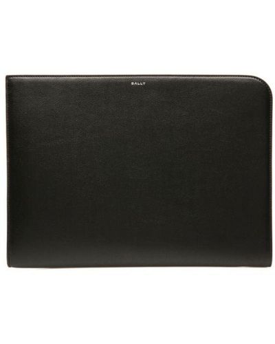 Bally Banque Necessaire Leather Laptop Bag - Black