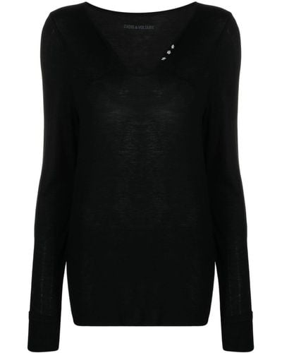 Zadig & Voltaire Star-buttons Henley-neck T-shirt - Black