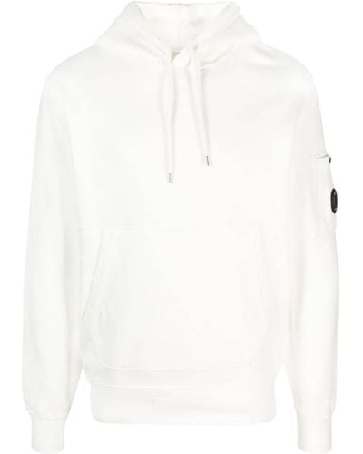 C.P. Company Oblo Hoodie Met Logopatch - Wit