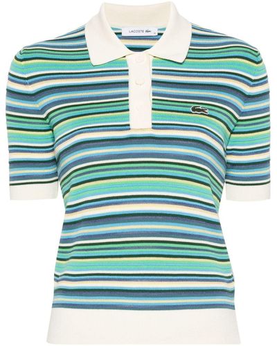 Lacoste Striped Ribbed-knit Polo - Green