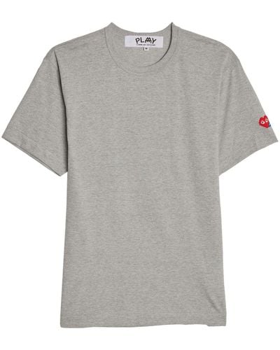 COMME DES GARÇONS PLAY X Invader Logo-patch Cotton T-shirt - Gray